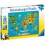 Puzzle Harta Lumii Cu Animale, 150 Piese Ravensburger - 3
